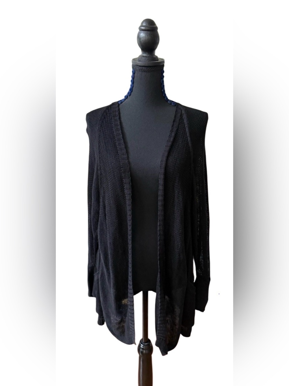 Lauren Ralph Lauren Black Open-Front Lightweight Cardigan